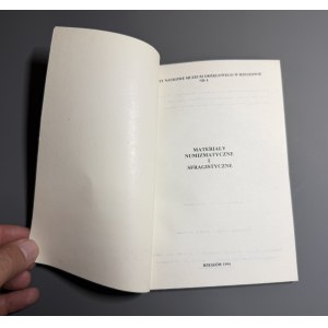 Numismatic and Sphragistic Materials, Scientific Notebooks.... Rzeszów 1994