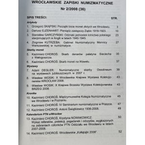 Wroclaw Numismatic Notes 2008/2