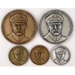 Medals, Jozef Pilsudski / Polish Independence November 11, 1918 - PTAiN Warsaw 1985 - set (5pcs)