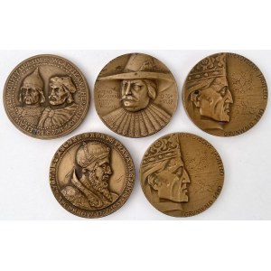Medals, Kings of Poland - tombak - set (5pcs)