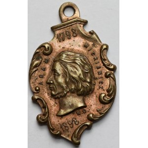 Medalik, 100. rocznica urodzin Adama Mickiewicza 1798-1898