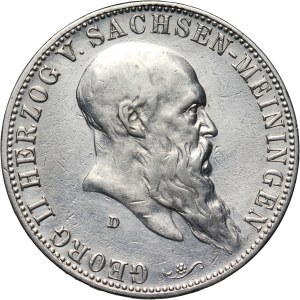 Germany, Saxe-Meiningen, George II, 5 Mark 1901 D, Munich, Duke's 75th Birthday