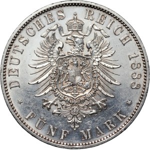 Germany, Prussia, Friedrich III, 5 Mark 1888 A, Berlin