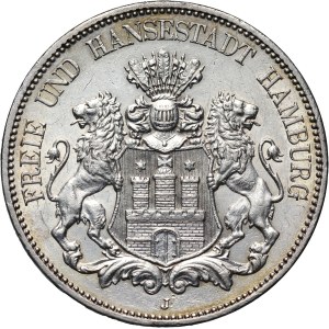 Germany, Hamburg, 5 Mark 1913 J