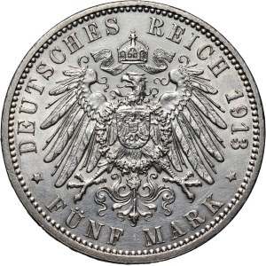 Germany, Hamburg, 5 Mark 1913 J