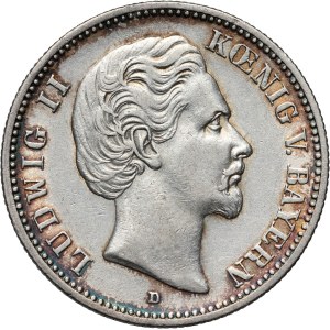 Germany, Bavaria, Ludwig II, 2 Mark 1876 D, Munich