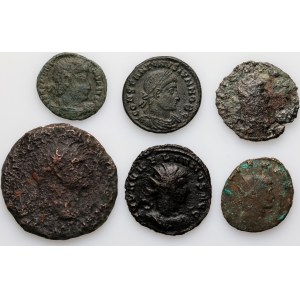 Impero romano, set di monete del 1°-4° secolo, (6 pezzi)