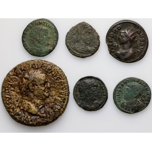 Impero romano, set di monete del 1°-4° secolo, (6 pezzi)
