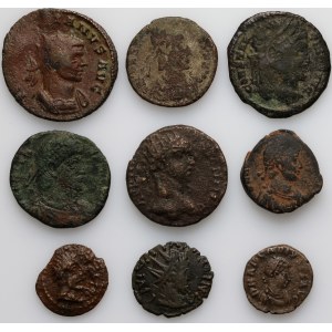 Impero romano, set di monete del 2°-4° secolo, (9 pezzi)