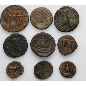 Impero romano, set di monete del 2°-4° secolo, (9 pezzi)