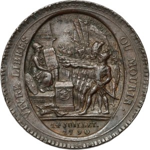 Francja, medal z 1792 roku, o wartości 5 soli, trade token, Birmingham
