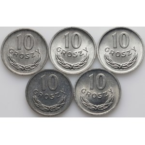 PRL, sada 10 grošových mincí 1968-1972, (5 kusů)