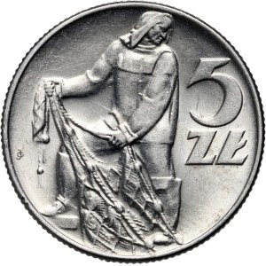 People's Republic of Poland, 5 gold 1960, Fisherman