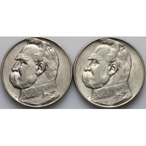 II RP, sada 10 zlatých mincí 1935-1936, Varšava, Jozef Pilsudski, (2 ks)