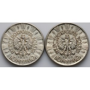 II RP, sada 10 zlatých mincí 1935-1936, Varšava, Jozef Pilsudski, (2 ks)