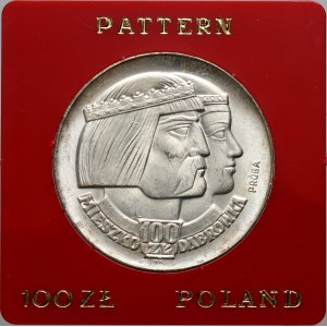 People's Republic of Poland, 100 gold 1966, Mieszko and Dabrowka, PRÓBA, silver