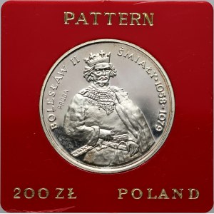 PRL, 200 złotych 1981, Bolesław II Śmiały, półpostać, PRÓBA, srebro