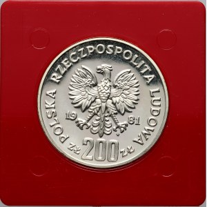 PRL, 200 złotych 1981, Bolesław II Śmiały, półpostać, PRÓBA, srebro