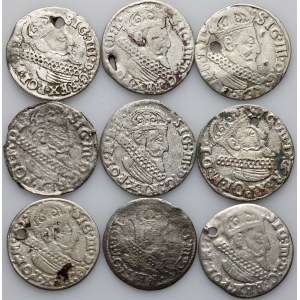 Sigismund III Vasa, set of coins from 1622-1625, (9 pieces)