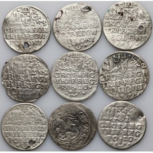 Sigismund III Vasa, set of coins from 1622-1625, (9 pieces)