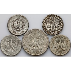 II RP, ensemble de pièces 1933-1936, (5 pièces)