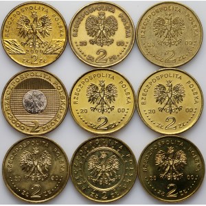 Third Republic, set of 2000 2 zloty coins, (9 pieces)