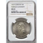 Germany, Weimar Republic, 5 Mark 1927 F, Stuttgart, Tubingen University