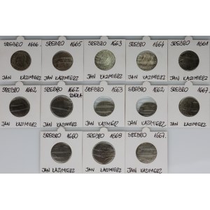 John II Casimir, set of coins from 1660-1668, (13 pieces)