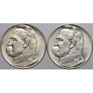 II RP, sada 10 zlatých mincí 1935-1937, Varšava, Jozef Pilsudski, (2 ks)