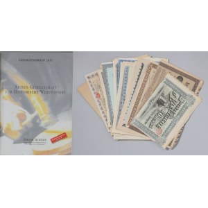 Europa, duży zestaw akcji, obligacji + katalog aukcyjny, mix, (50 sztuk)