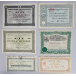 Monde, grand ensemble d'actions, d'obligations + catalogue de vente aux enchères, mélange, (50 pièces)