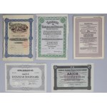 Monde, grand ensemble d'actions, d'obligations + catalogue de vente aux enchères, mélange, (50 pièces)