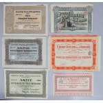 Monde, grand ensemble d'actions, d'obligations + catalogue de vente aux enchères, mélange, (50 pièces)
