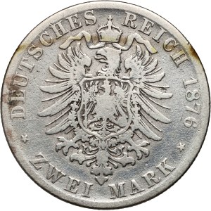 Germany, Bavaria, Ludwig II, 2 Mark 1876 D, Munich