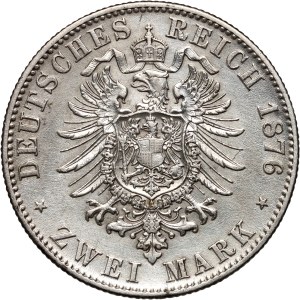 Germany, Württemberg, Charles, 2 Mark 1876 F, Stuttgart