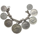 Numismatic jewelry, World, bracelet of various coins, including silver coins