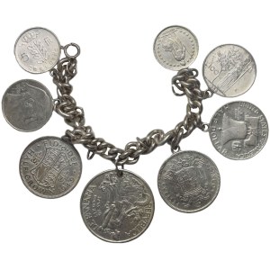 Bijoux numismatiques, Monde, bracelet de pièces diverses, y compris en argent
