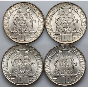 Polská lidová republika, sada 100 zlatých mincí 1966, Mieszko a Dabrowka, (4 kusy)