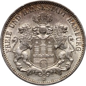 Germany, Hamburg, 3 Mark 1913 J