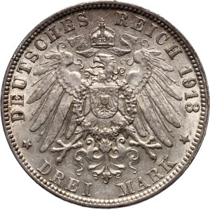 Germany, Hamburg, 3 Mark 1913 J