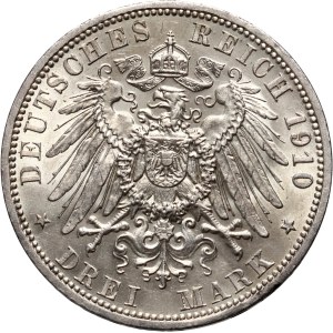 Germany, Prussia, Wilhelm II, 3 Mark 1910 A, Berlin