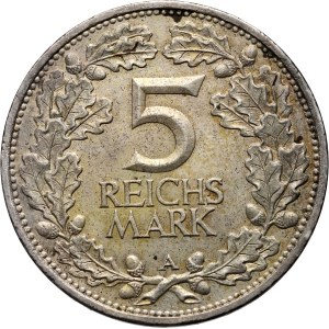 Germany, Weimar Republic, 5 Mark 1925 A, Berlin, Rhineland
