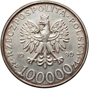 III RP, 100000 złotych 1990, Solidarność, odmiana A, uncja srebra