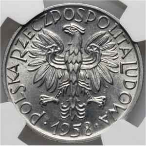 PRL, 5 zl. 1958, Rybář, úzká postava 8
