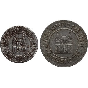 Crossen Oder (Krosno Odrzańskie), 10 et 50 pfennigs sans date, ensemble de 2 pièces