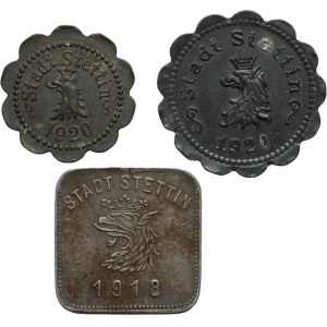 Stettin (Szczecin), 10 i 50 pfennigów 1918/20, zestaw 3 sztuk