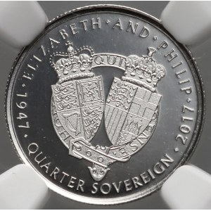 Guernsey, Elizabeth II, 1/4 sovereign 2017, 70th Wedding Anniversary of Elizabeth and Philip, platinum
