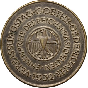 Germany, Medal from 1932, Johann Wolfgang von Goethe