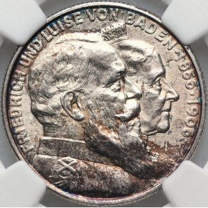 Germany, Baden, Friedrich I, 2 Mark 1906, Karlsruhe, Golden Wedding