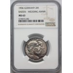 Germany, Baden, Friedrich I, 2 Mark 1906, Karlsruhe, Golden Wedding